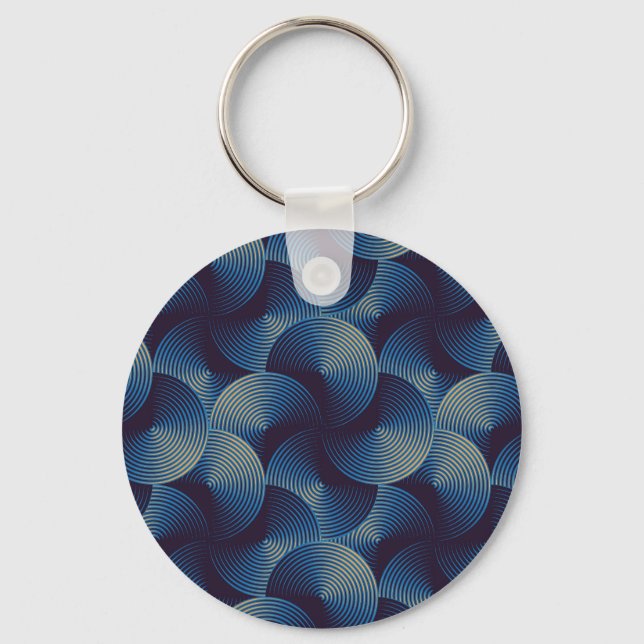 Metallic circles optical illusion, seamless patter key ring (Front)