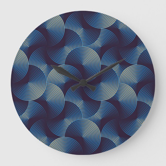 Metallic circles optical illusion, seamless patter large clock (Front)