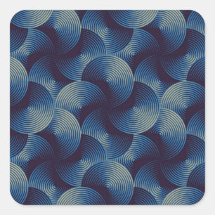 Metallic circles optical illusion, seamless patter square sticker