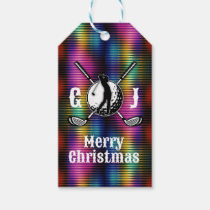 Metallic Colourful Golf Monogram Design Gift Tags