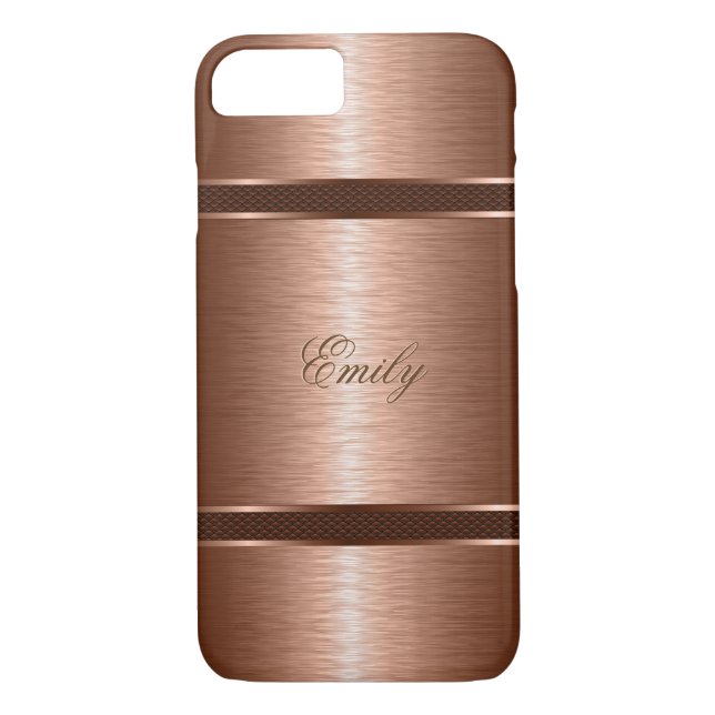 Metallic Copper Brown Brushed Aluminium Look Case-Mate iPhone Case (Back)