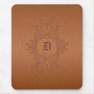 Metallic Copper Brown Brushed Aluminium Look Mouse Pad