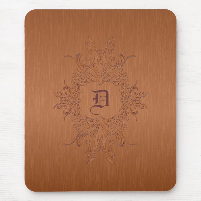 Metallic Copper Brown Brushed Aluminium Look Mouse Pad (Front)