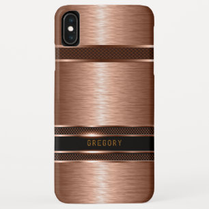 Metallic copper brown geometric design. iPhone XS max case