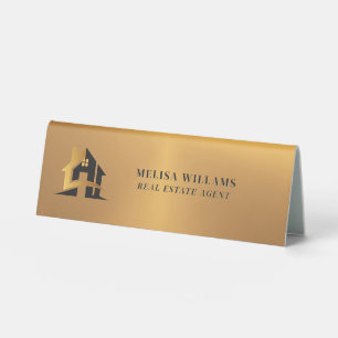 Metallic Copper Custom Logo Table Tent Sign