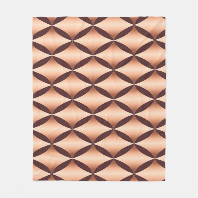 Metallic Copper Diamond, Vintage Pattern. Fleece Blanket (Front)