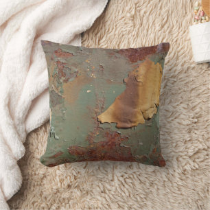 Metallic Copper Green Rust Grunge Plaster Effect Cushion