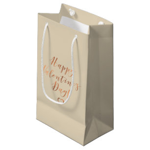 Metallic copper-look Valentine's Day design Small Gift Bag