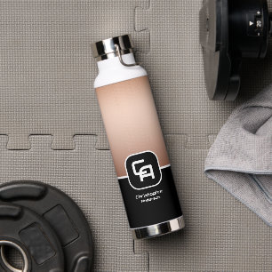 Metallic Copper Monogram Water Bottle