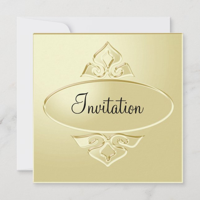 Metallic Creamy Gold Plate Party Event Invitation (Front)