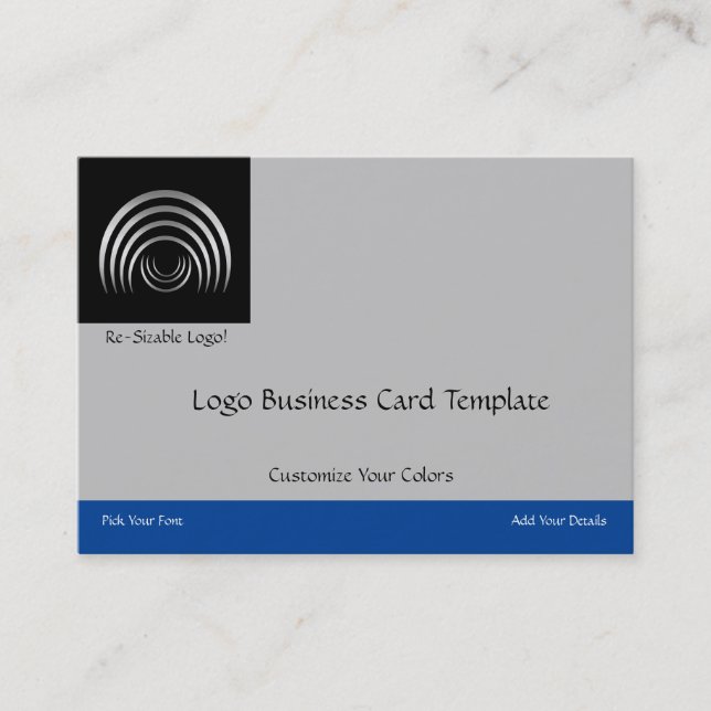 Metallic Crescent Moon Shapes Silver Logo Business Card (Front)
