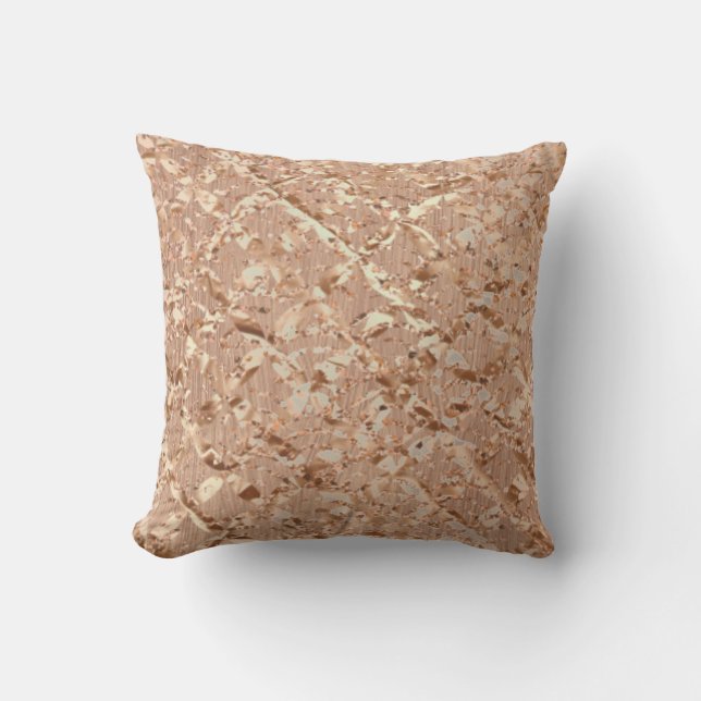 Metallic Crystals Rose Gold Makeup Sparkly Copper Cushion (Front)