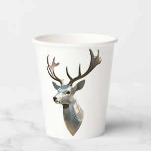 Metallic Cyber Deer Head Steampunk Wall Art Trophy Paper Cups