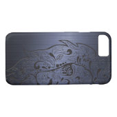 Metallic Dark Blue & Black Lion Head Sugar Skull Case-Mate iPhone Case (Back (Horizontal))