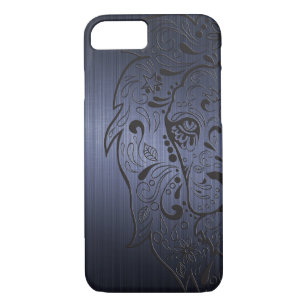 Metallic Dark Blue & Black Lion Head Sugar Skull Case-Mate iPhone Case