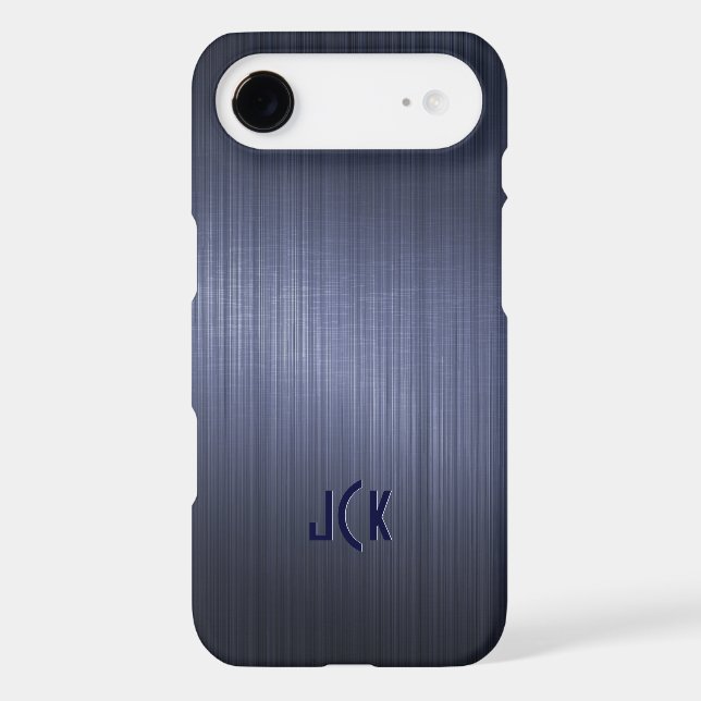 Metallic Dark Blue Brushed Aluminium Look Case-Mate iPhone Case (Back)