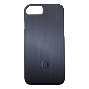 Metallic Dark Blue Brushed Aluminium Look iPhone 8/7 Case