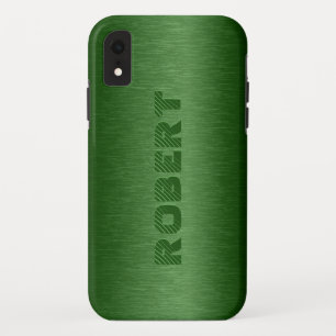 Metallic Dark-green Brushed Aluminium Look iPhone XR Case