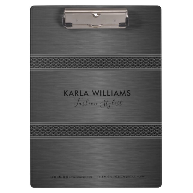 Metallic Dark Grey Geometric Design Clipboard (Front)