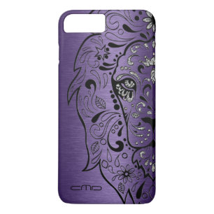 Metallic Deep Purple Texture Lion Sugar Skul iPhone 8 Plus/7 Plus Case