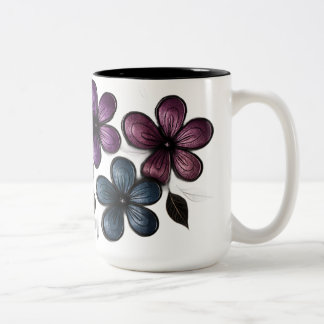 Metallic Doodle Floral Art – Luxe Embossed Flower Two-Tone Coffee Mug