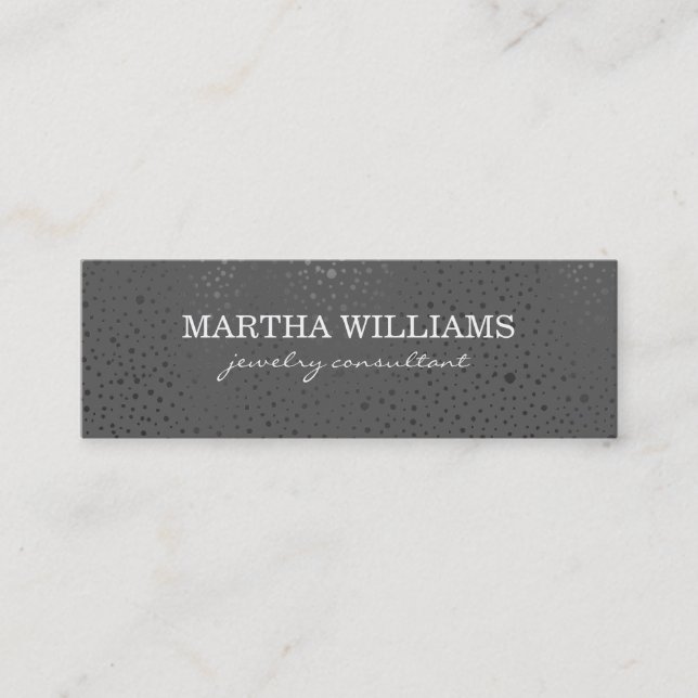 Metallic Dots Pattern Grey Mini Business Card (Front)