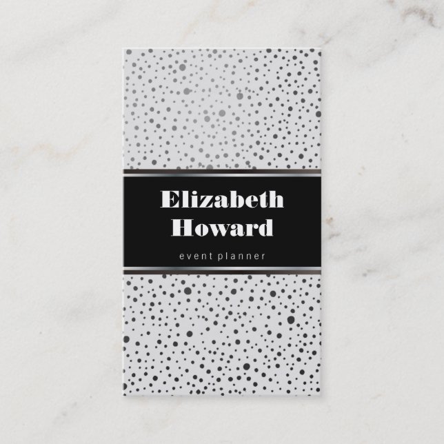 Metallic Dots Pattern White Business Card (Front)