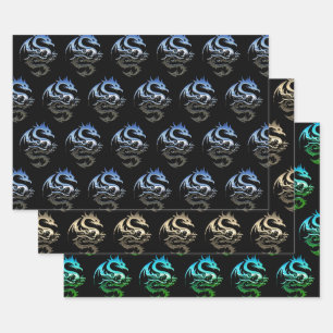 Metallic Dragon Collection Wrapping Paper Sheet