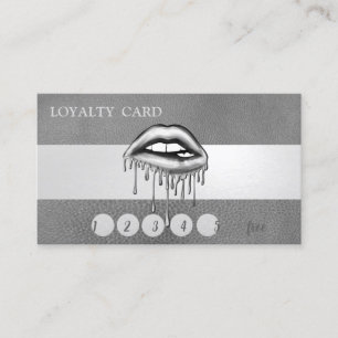 Metallic Dripping Lips,Leather Look Loyalty Card