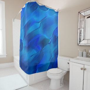 Metallic dunes in vivid blue colour shower curtain