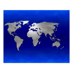 Metallic Earth Map Poster