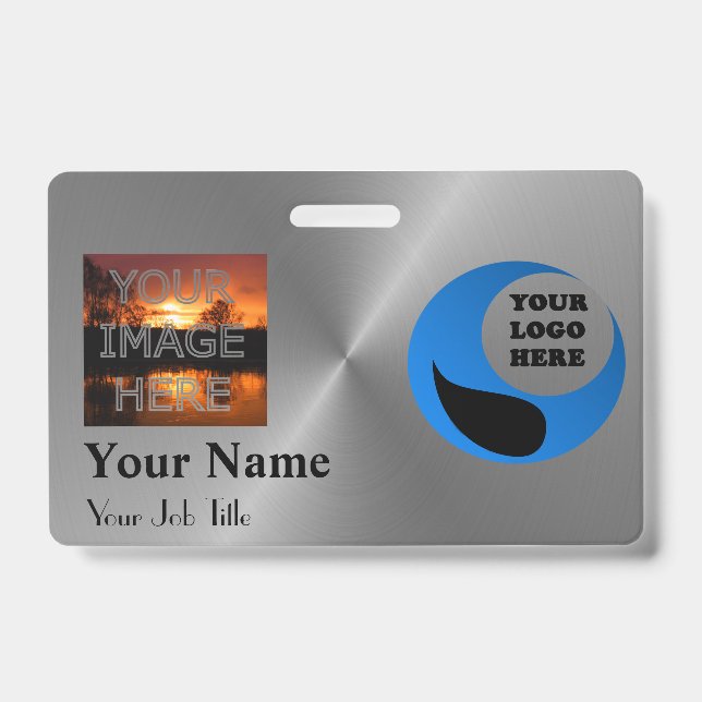 Metallic Effect Photo Name Badge Template ID Badge (Front)