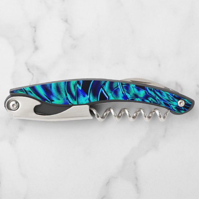 Metallic effect with crooked blue and green image corkscrew (Front)