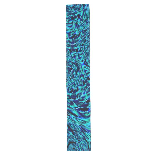 Metallic effect with crooked blue and green image long table runner (Front)