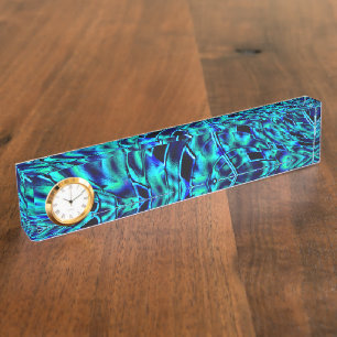 Metallic effect with crooked blue and green image nameplate