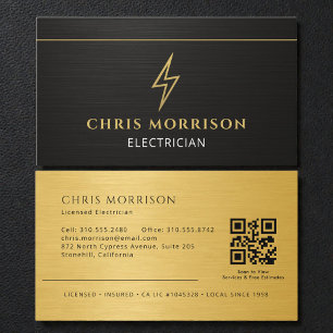 Metallic Electrician Electrical Contractor QR Code Business Card
