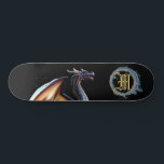 *~* Metallic Elemental Fierce BLUE Dragon AP88 Skateboard<br><div class="desc">(Search code AP88 to find similar items ) Easily Transfer to other Zazzle Products. Elemental Element DRAGON with RING of FIRE / FLAMES / FLAME and INITIAL MONOGRAM for your name - Keep or edit or delete the text. This Fierce Popular trending skateboard Chinese style custom pro Element Dragon design...</div>