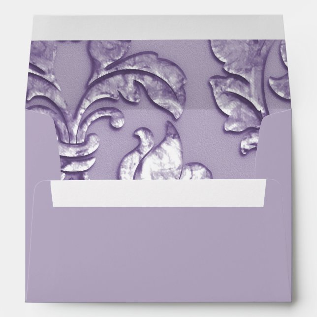 Metallic Embossed Look Damask in Lavender Envelope (Back (Bottom))