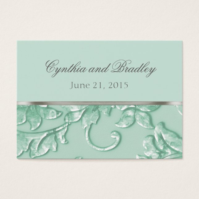 Metallic Embossed Look Damask in Mint Green (Front)