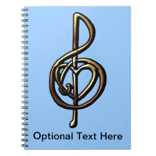 Metallic Embossed Musical Treble Clef with Heart Notebook