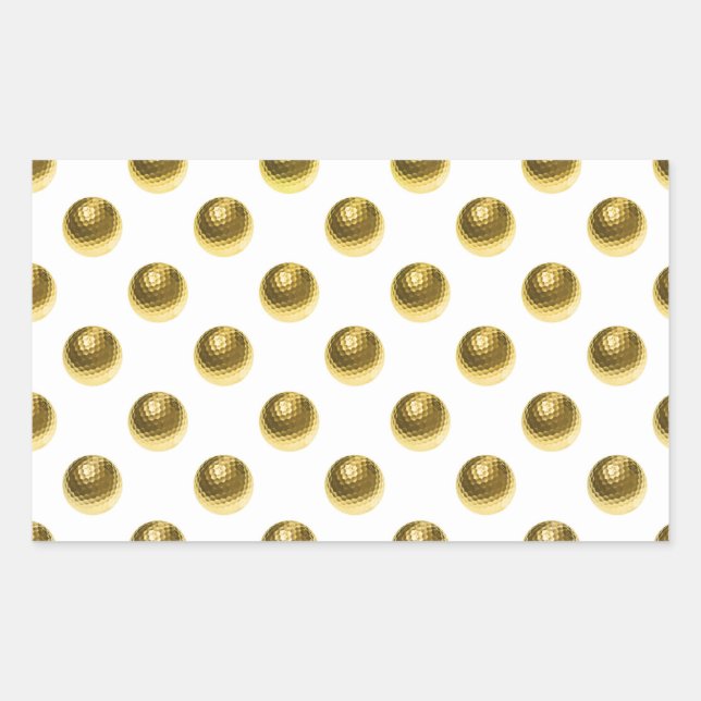 Metallic Faux Foil Gold Golf Balls Background Ball Rectangular Sticker (Front)