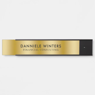 Metallic faux gold background door sign