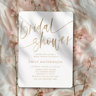 Metallic Faux Gold Typography Bridal Shower Invitation