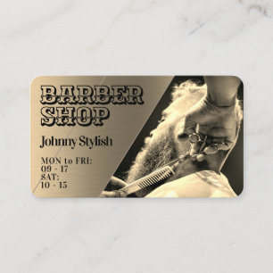 Metallic faux texture barber  business card