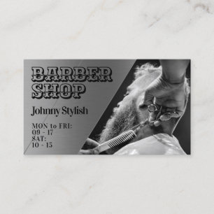 Metallic faux texture barber  business card