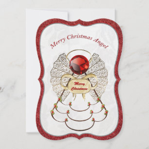 Metallic Filigree Merry Christmas Angel Holiday Card