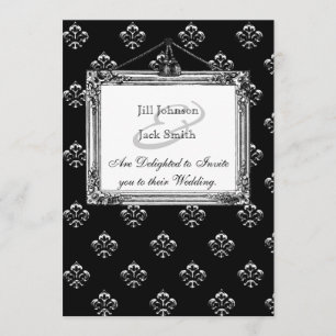 Metallic Fleur de lis (Silver) Wedding Invitation