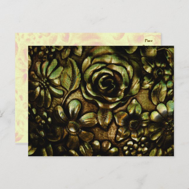 Metallic Floral № 1 Postcard Template (Front/Back)