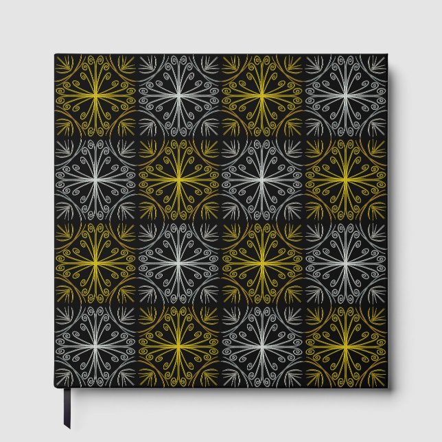 Metallic flower tile abstract guest book (Front)