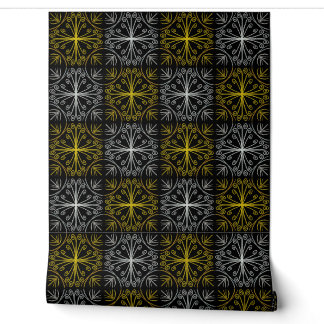 Metallic flower tile abstract wallpaper